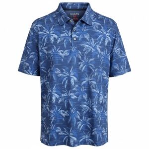 NWT Chaps Everyday Performance Men's XL Marina Blue Palm Print Polo Shirt